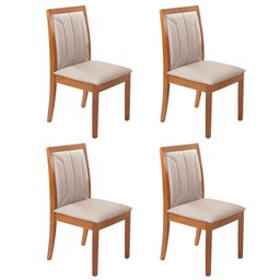Conjunto 4 Cadeiras em Madeira Maciça Estofadas Premium Espresso Móveis - 1