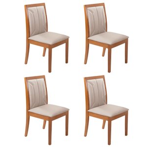 Conjunto 4 Cadeiras em Madeira Maciça Estofadas Premium Espresso Móveis