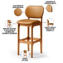 Ver imagem 4 de Kit 2 Banquetas Alta Bar Cozinha Sala Jantar Fixa Betta L02 Imbuia Couríssimo Whisky - Lyam Decor