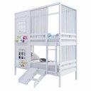 Ver imagem 3 de Beliche Casinha Reta 2 Janelas Escorregador Cortina Branco