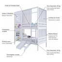 Ver imagem 6 de Beliche Casinha Reta 2 Janelas Escorregador Cortina Branco