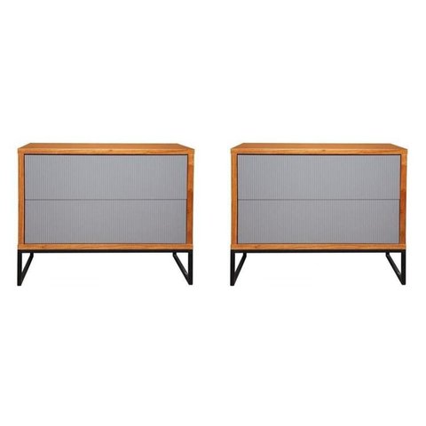 Kit 2 Buffet Minimalista 2 Gavetas Charlote Cinamomo/Grafite