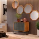 Ver imagem 2 de Kit 2 Buffet Minimalista 2 Gavetas Charlote Cinamomo/Grafite