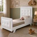 Ver imagem 5 de Kit Berço e Cabeceira Capitonê Retrô Peroba Branco Infantil