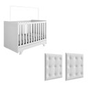 Ver imagem 4 de Kit Berço e Cabeceira Capitonê Retrô Peroba Branco Infantil