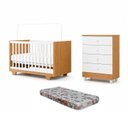 Ver imagem 2 de Quarto de Bebê Completo com Berço Mini Cama com Colchão e Cômoda 100% MDF Encanto