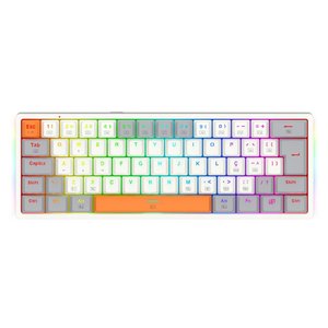 Teclado Mecânico Gamer Redragon Akali - Abnt2 - Rgb - Switch Marrom - Branco e Laranja - K642wgo-