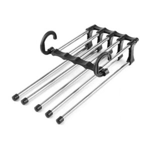 Cabide para Calça Retrátil Multifuncional Metal com 5 Divisórias Cor Preto