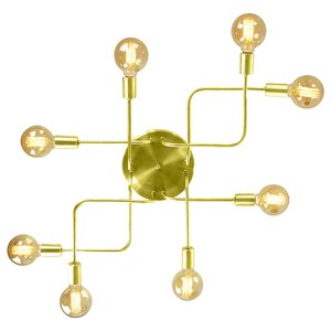 Lustre Plafon Hashtag Dourado De 8 Braços