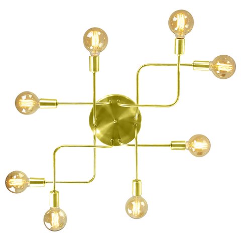 Lustre Plafon Hashtag Dourado De 8 Braços