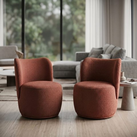 Kit 2 Poltronas Lia Compacta Orgânica Bouclé Moderna Confortável Sala Espera Recepção Consultório Ha