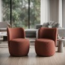 Ver imagem 1 de Kit 2 Poltronas Lia Compacta Orgânica Bouclé Moderna Confortável Sala Espera Recepção Consultório Ha