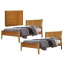 Ver imagem 1 de Conjunto Quarto de Solteiro 2 Camas e Cômoda 5 Gavetas com Sapateira