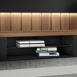 Home Suspenso Painel P/ Tv até 55" Illusion 180cm Hb Móveis - Preto/castanho - 3