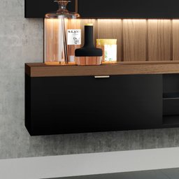 Home Suspenso Painel P/ Tv até 55" Illusion 180cm Hb Móveis - Preto/castanho - 4
