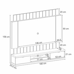 Home Suspenso Painel P/ Tv até 55" Illusion 180cm Hb Móveis - Preto/castanho - 2