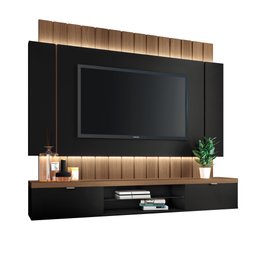 Home Suspenso Painel P/ Tv até 55" Illusion 180cm Hb Móveis - Preto/castanho - 6
