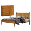 Ver imagem 1 de Conjunto Quarto de Casal Cama 140cm e Cômoda 5 Gavetas com Sapateiras