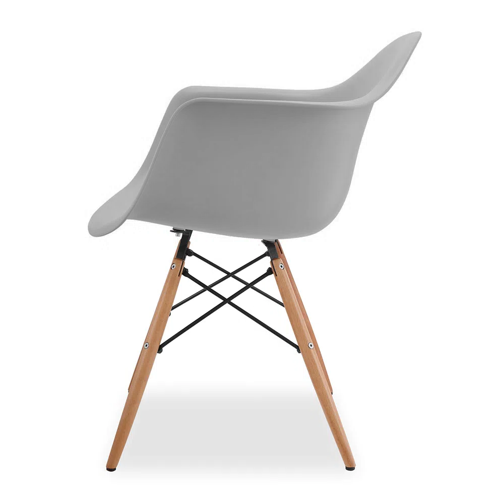 Cadeira de Jantar Charles Eames Wood Daw com Braço Cinza - 3