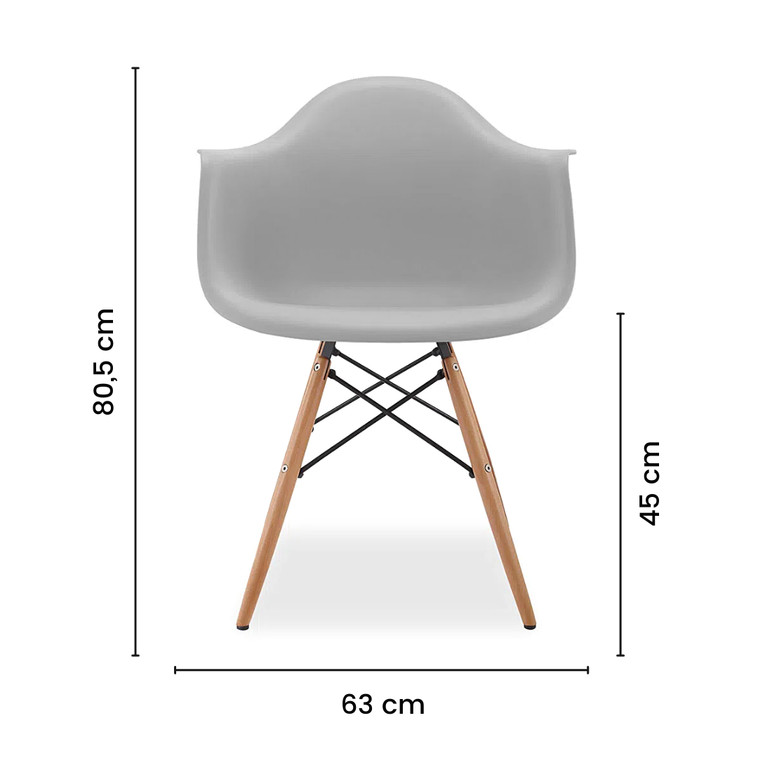 Cadeira de Jantar Charles Eames Wood Daw com Braço Cinza - 6