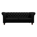 Ver imagem 5 de Sofá Decorativo Sala de Estar Chesterfield 3 Lugares 220cm Couro Preto - Mozzelar