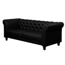 Ver imagem 1 de Sofá Decorativo Sala de Estar Chesterfield 3 Lugares 220cm Couro Preto - Mozzelar