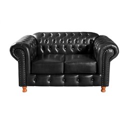 Sofá Chesterfield Luís Xv 2 Lugares C/ Almofadas Soltas - Couríssimo Preto - 4
