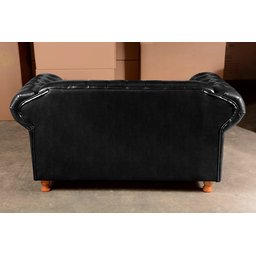 Sofá Chesterfield Luís Xv 2 Lugares C/ Almofadas Soltas - Couríssimo Preto - 5