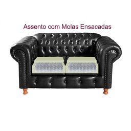 Sofá Chesterfield Luís Xv 2 Lugares C/ Almofadas Soltas - Couríssimo Preto - 2