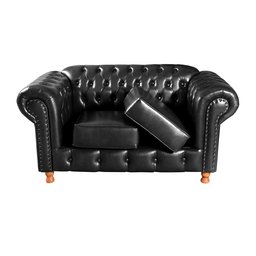 Sofá Chesterfield Luís Xv 2 Lugares C/ Almofadas Soltas - Couríssimo Preto - 3