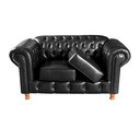 Ver imagem 3 de Sofá Chesterfield Luís Xv 2 Lugares C/ Almofadas Soltas - Couríssimo Preto