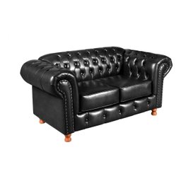 Sofá Chesterfield Luís Xv 2 Lugares C/ Almofadas Soltas - Couríssimo Preto - 1