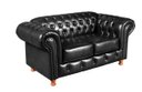 Ver imagem 1 de Sofá Chesterfield Luís Xv 2 Lugares C/ Almofadas Soltas - Couríssimo Preto