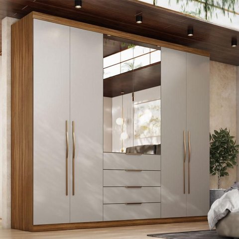 Guarda Roupa Casal Ambiente Giardino 6 Portas Amêndola Nude Prime Tx com Espelho - Demóbile