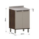 Ver imagem 3 de Balcão de Cozinha 60cm 2 Portas e com Tampo Luna Luciane Móveis
