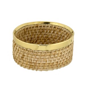 Cesto Decorativo Rattan com Dourado P