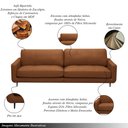 Ver imagem 3 de Sofá Decorativo Isaac 4 Lugares Sala de Estar 270cm Pés em Aço Couro Conhaque G88 - Gran Belo