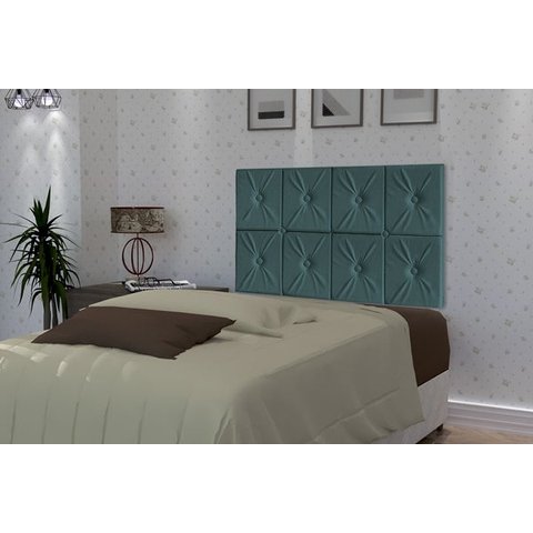 Painel Cama Box Suspenso Tokyo com Botão Solteiro 0,90 Cor Azul - JM Casa dos Móveis