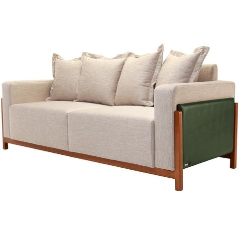 Sofá 04 Lugares 238cm Khali B04 Linho Bege Couríssimo Verde - Lyam