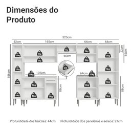 Armário de Cozinha Completa 325cm Branco Emilly Madesa 02 - 8