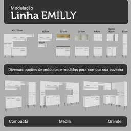 Armário de Cozinha Completa 325cm Branco Emilly Madesa 02 - 10