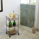 Ver imagem 1 de Carrinho de Bebidas Decorativo Retangular 3 Andares Marrom/Aço Corten/Castanho