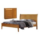 Ver imagem 1 de Conjunto Quarto de Casal Cama Queen 160cm e Cômoda Rattan 5 Gavetas com Sapateira