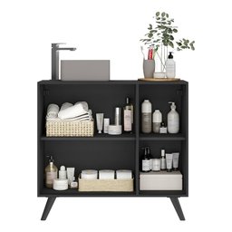 Gabinete Banheiro 3 Portas Retrô 90cm Multimóveis V5030 Preto - 5
