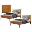 Ver imagem 1 de Conjunto Quarto de Solteiro 2 Camas e Cômoda 5 Gavetas 1 Porta com Sapateira