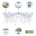 Ver imagem 6 de Mesa de Jantar Vidro Redonda 110cm com 4 Poltronas Brancas Ferro Branco Cor: Branco
