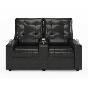 Poltrona Reclinável para Cinema Parma 2 Lugares Baú Usb Pu Brilho Fh1 - D'rossi Cor Preto