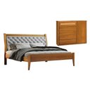 Ver imagem 1 de Conjunto Quarto de Casal Cama 140cm e Cômoda 5 Gavetas com Sapateira Rattam