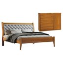 Ver imagem 1 de Conjunto Quarto de Casal Cama 140cm e Cômoda 5 Gavetas 1 Porta com Sapateira