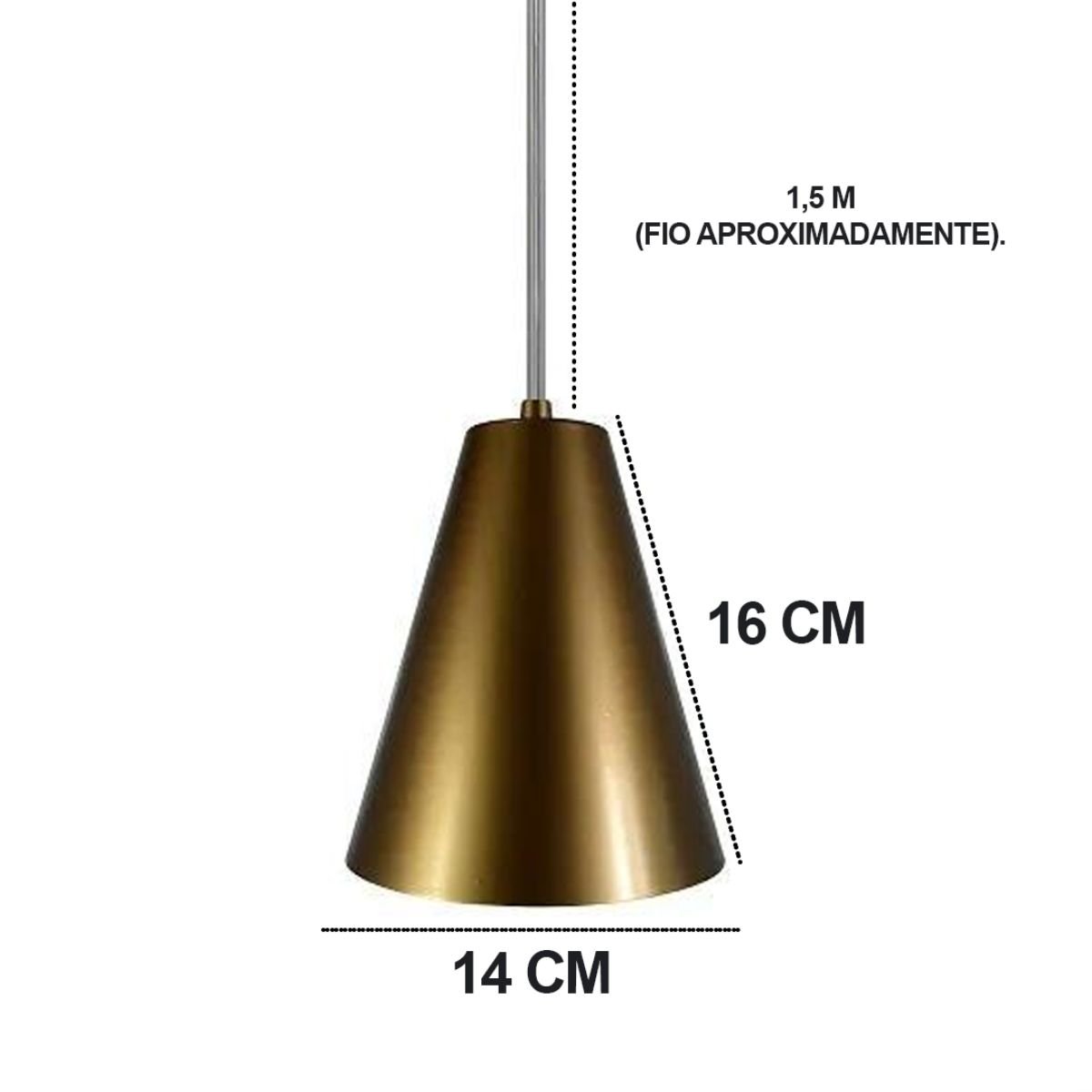 Luminária De Teto Pendente De Aluminio Cone Dourado - 2